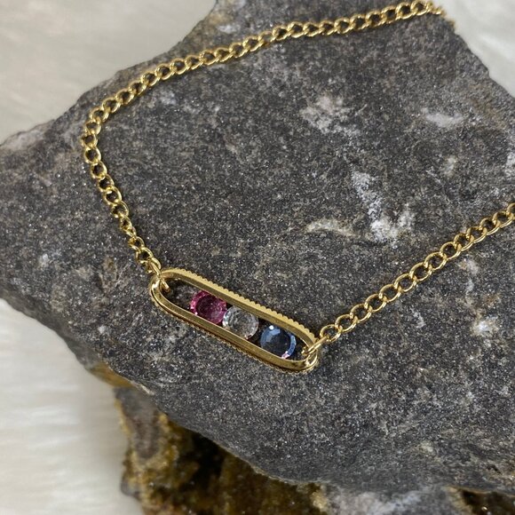 Vintage 1992 Avon Pastel Motion Crystal Gold Tone Bracelet 7" - Picture 7 of 8